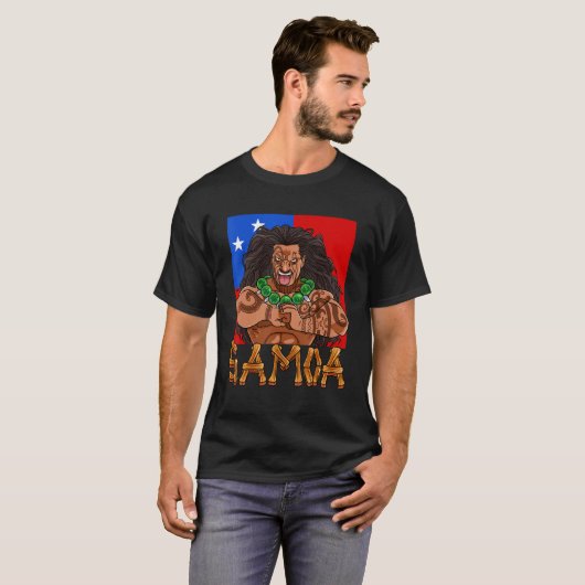 サモアプライドポリネシア戦士サモア国旗 Tシャツ (正面フル)