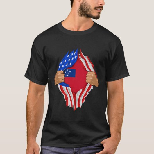 サモアンブラッドインメサモア国旗の贈り物 Tシャツ (正面)