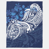 サモアン – ハワイアン – ポリネシアブルートライバルプリント フリースブランケット (正面)