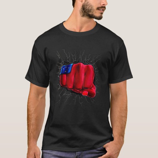 サモア国旗のシャツサモア国旗の拳ギフト Tシャツ (正面)