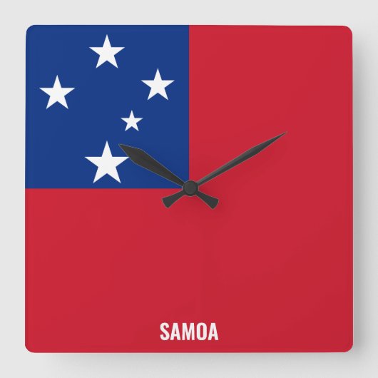 サモア国旗愛国 スクエア壁時計 (正面)