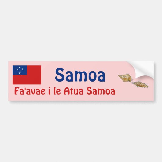 サモア国旗+地図 バンパーステッカー (正面)