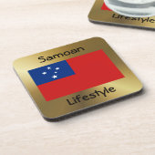 サモア国旗+文字コースター コースター (左側)