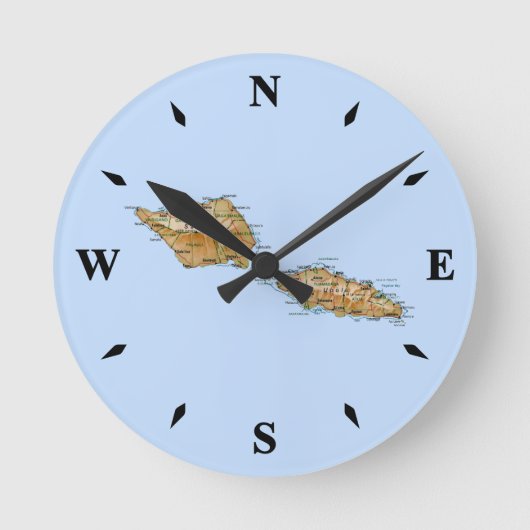 サモア地図の時計 ラウンド壁時計 (正面)