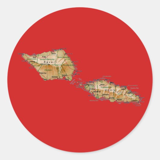 サモア地図ステッカー ラウンドシール (正面)
