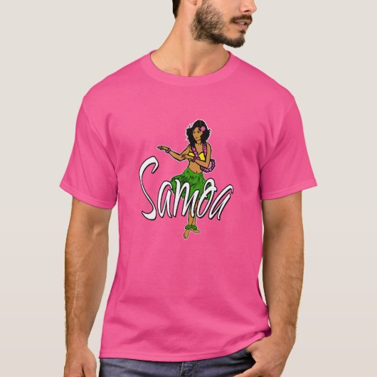 サモア島踊りフラガールウィズグラススカートAn Tシャツ (正面)