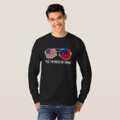 サモア州旗サングラスサモアンアメリカン Tシャツ (正面フル)