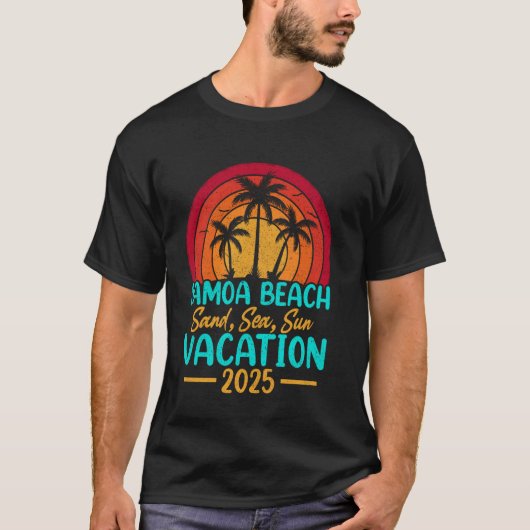 サモア ビーチ 砂 海 太陽 バケーション 2025 Tシャツ (正面)