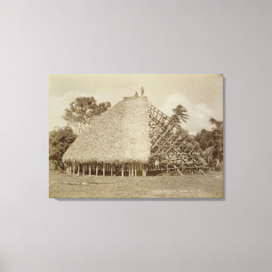 サモア、c.1875 (セピア色の写真)の家の建物 キャンバスプリント