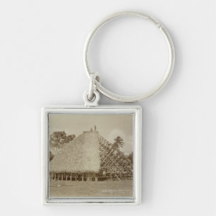 サモア、c.1875 (セピア色の写真)の家の建物 キーホルダー