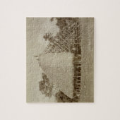 サモア、c.1875 (セピア色の写真)の家の建物 ジグソーパズル (縦)