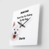 サモイおもしろいドドッグパパ水彩イヌアート スクエア壁時計 (傾斜)