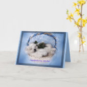 サモイの子犬グリーティングカード：「ゴッチャ」祝日 カード (黄色い花)