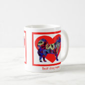 サモイェドドグシルエットヴァレンティーンズデイ赤いハート コーヒーマグカップ (正面右)