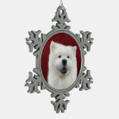 サモイエをポピーにする スノーフレークピューターオーナメント (左)