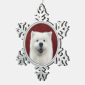 サモイエをポピーにする スノーフレークピューターオーナメント (右)