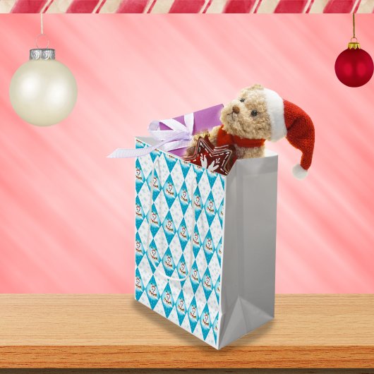 サモイエドウィンターホリデーダイヤモンドパターン ミディアムペーパーバッグ