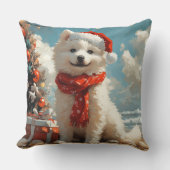 サモイエドグクリスマスヴィンテージビーチ クッション (正面)