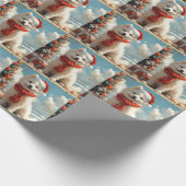 サモイエドグクリスマスヴィンテージビーチ ラッピングペーパー (角)