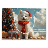サモイエドグクリスマスヴィンテージビーチ ラージペーパーバッグ (裏面)