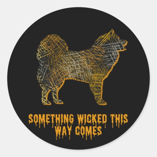 サモイエドグシルエットおもしろいハロウィーン ラウンドシール (正面)