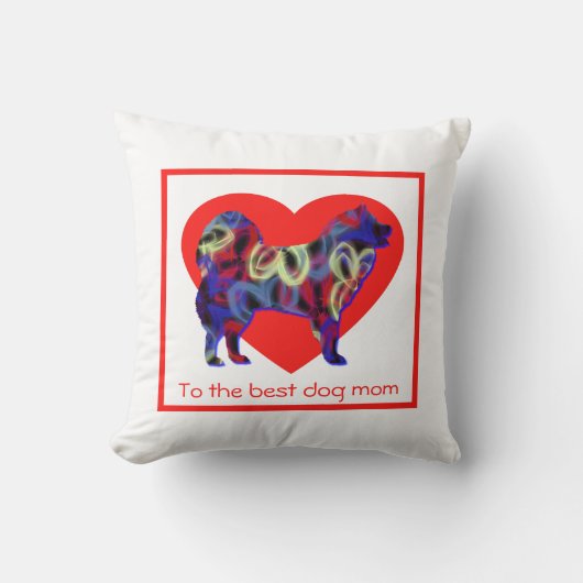 サモイエドシルエットドッグハートマザーズデイクッション クッション (正面)