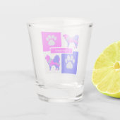 サモイエドシルエットドッグ&ポーピンクブルースクエア ショットグラス (裏面)