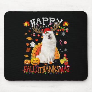 サモイエドッグハロウィーンクリスマスドッグハッピーハロタ マウスパッド