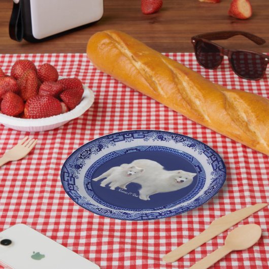 サモイエドミニポートレートオンブルーウィロー紙プレート ペーパープレート (ピクニック)