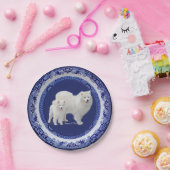 サモイエドミニポートレートオンブルーウィロー紙プレート ペーパープレート (パーティー)