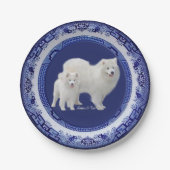 サモイエドミニポートレートオンブルーウィロー紙プレート ペーパープレート (正面)