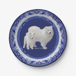 サモイエドミニポートレートオンブルーウィロー紙プレート ペーパープレート