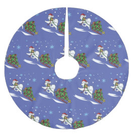 サモイエド持ち帰りクリスマスツリー ブラッシュドポリエステルツリースカート