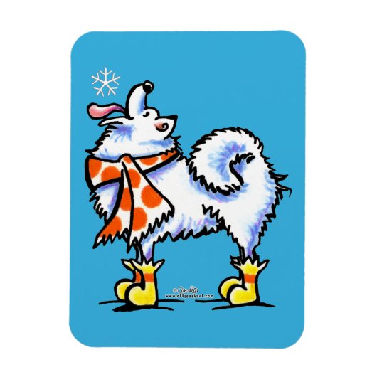 サモイエド・アメリカン・エスキモー・ドッグ・スノーフレーク マグネット (縦)