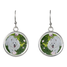 サモイエードスターリングシルバープレートダングルピアス