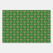 サモイドかわいいクリスマスドッグ&グリーンボウ3色 ラッピングペーパーシート (正面3)