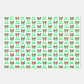 サモイドかわいいクリスマスドッグ&グリーンボウ3色 ラッピングペーパーシート (正面2)