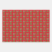 サモイドかわいいクリスマスドッグ&グリーンボウ3色 ラッピングペーパーシート (正面)