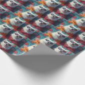 サモイドとハートバラバレンタインデー ラッピングペーパー (角)