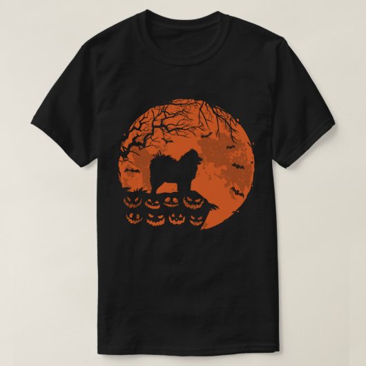 サモイドとムーンハロウィーンの衣装おもしろい犬愛好家 Tシャツ (デザイン正面)