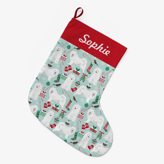 サモイドのクリスマスストッキング ラージクリスマスストッキング (正面 (吊り時))