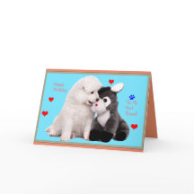 サモイドの子犬とおもちゃの誕生日の挨拶カード