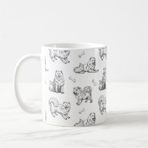 サモイドの犬の柄 コーヒーマグカップ