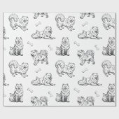 サモイドの犬の柄 ラッピングペーパー (フラット)