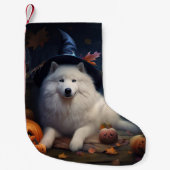 サモイドカボチャのハロウィーン怖い スモールクリスマスストッキング (正面)