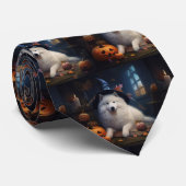 サモイドカボチャのハロウィーン怖い ネクタイ (ロール)