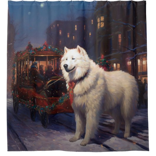 サモイドクリスマスフェスティバルシーズン シャワーカーテン (正面)