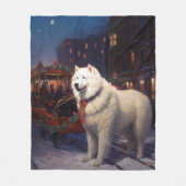 サモイドクリスマスフェスティバルシーズン フリースブランケット (正面)