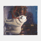 サモイドクリスマスフェスティバルシーズン フリースブランケット (正面(横))