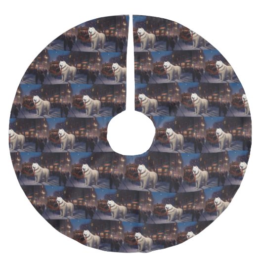 サモイドクリスマスフェスティバルシーズン ブラッシュドポリエステルツリースカート (正面)